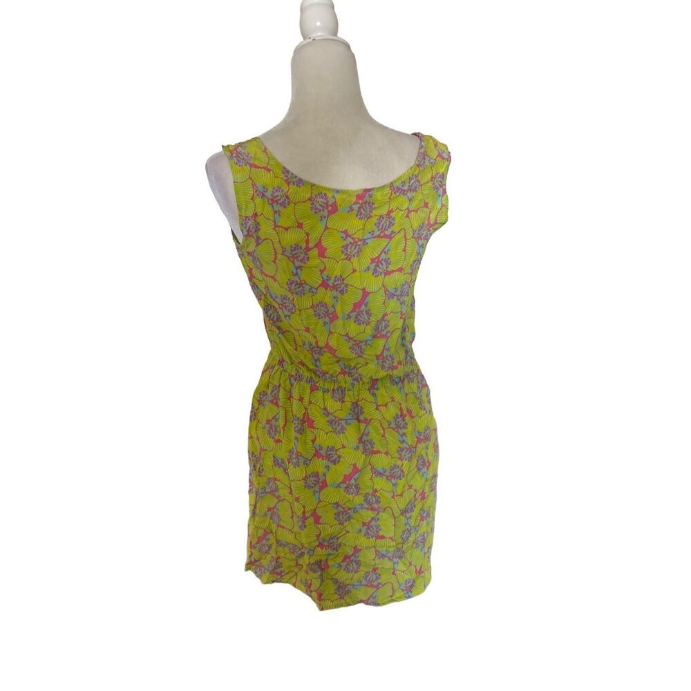 100% silk moth butterfly print Bianca Coletti Women's Button-up Dress like yello - Picture 3 of 6